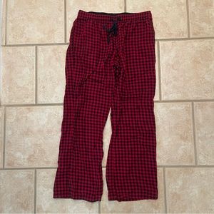Red gingham pajama bottoms